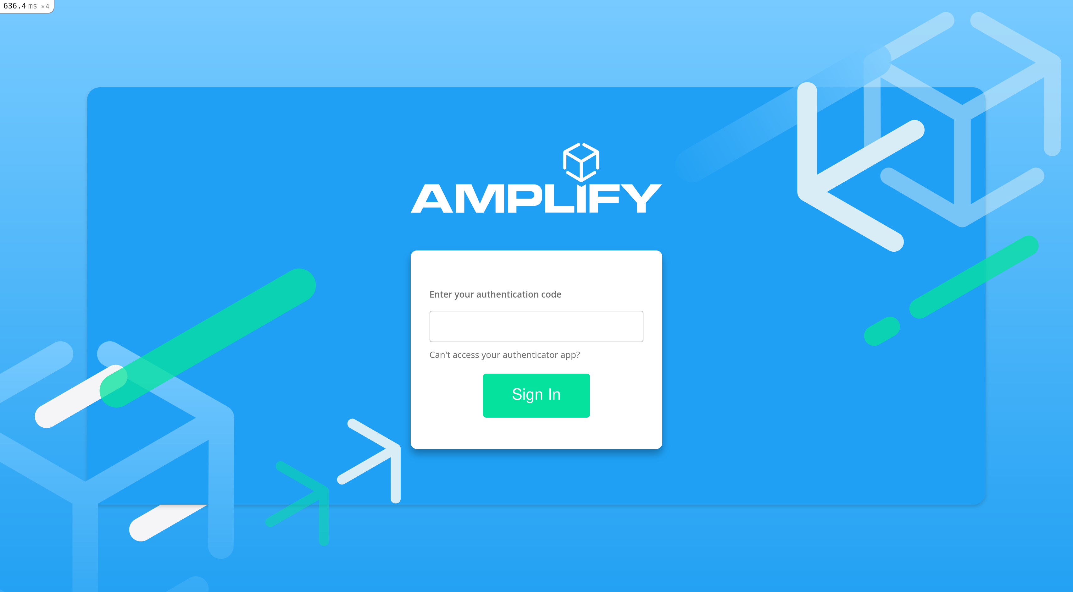 Amplify authentication screen with new design