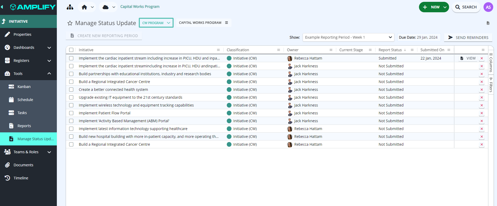 Manage status update page.png